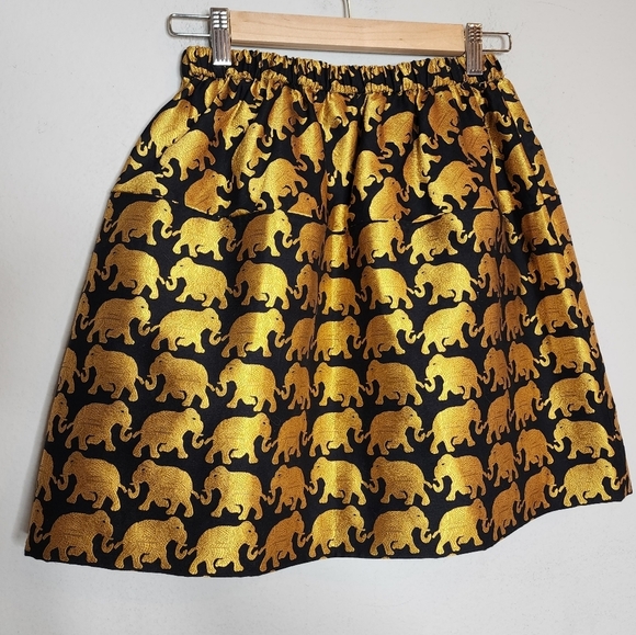 Crewcuts gold black elephants skirt. Kids size 14. - Picture 6 of 13